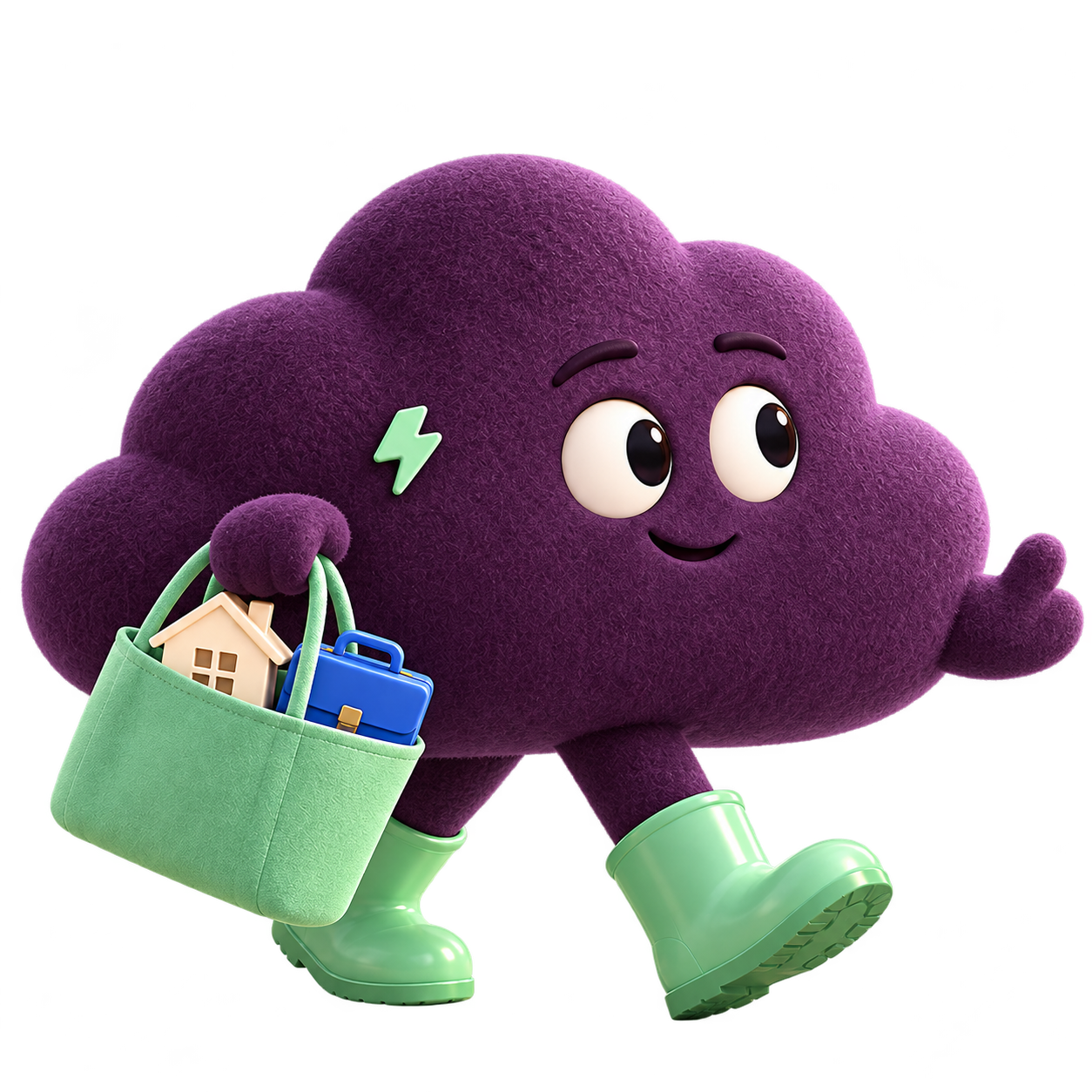 Doom cloud carrying a home and briefcase