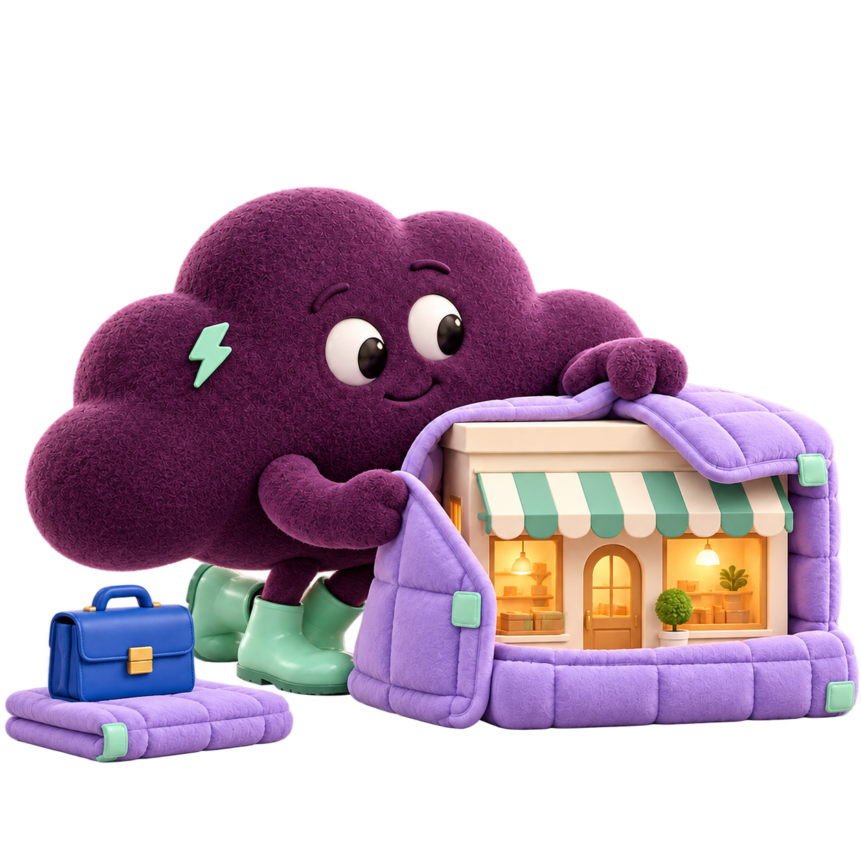 Doom cloud wrapping a small business in a blanket